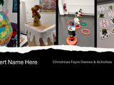 Collage of pictures showing the Christmas fair games
