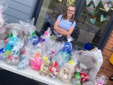 Erin at her raffle stall, raising money 